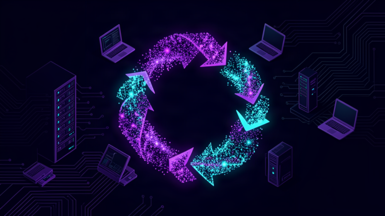IT asset disposal - abstract dark theme illustration