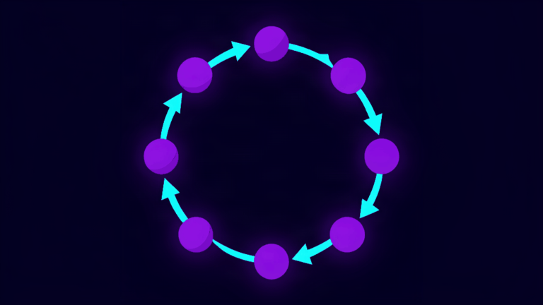 it asset lifecycle - abstract dark theme illustration