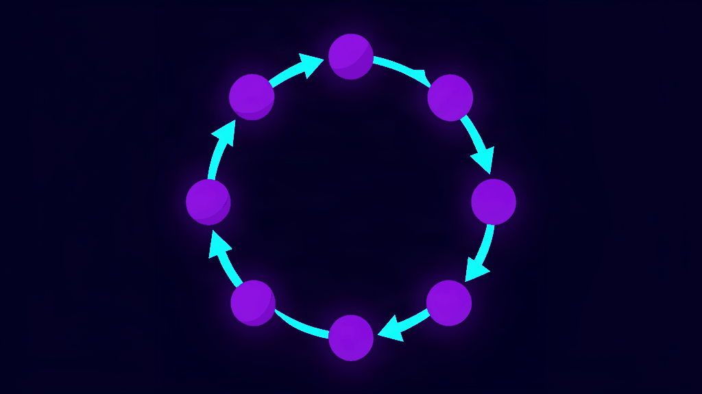 it asset lifecycle - abstract dark theme illustration